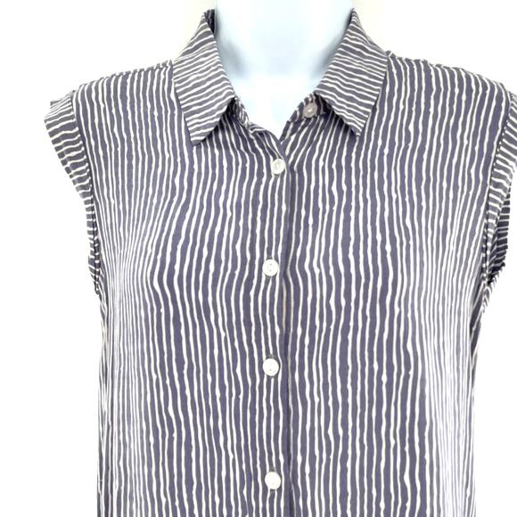 Melrose and Market Blue Stripe Lightweight Cut Out Midi Cover Up Top S - Picture 6 of 13